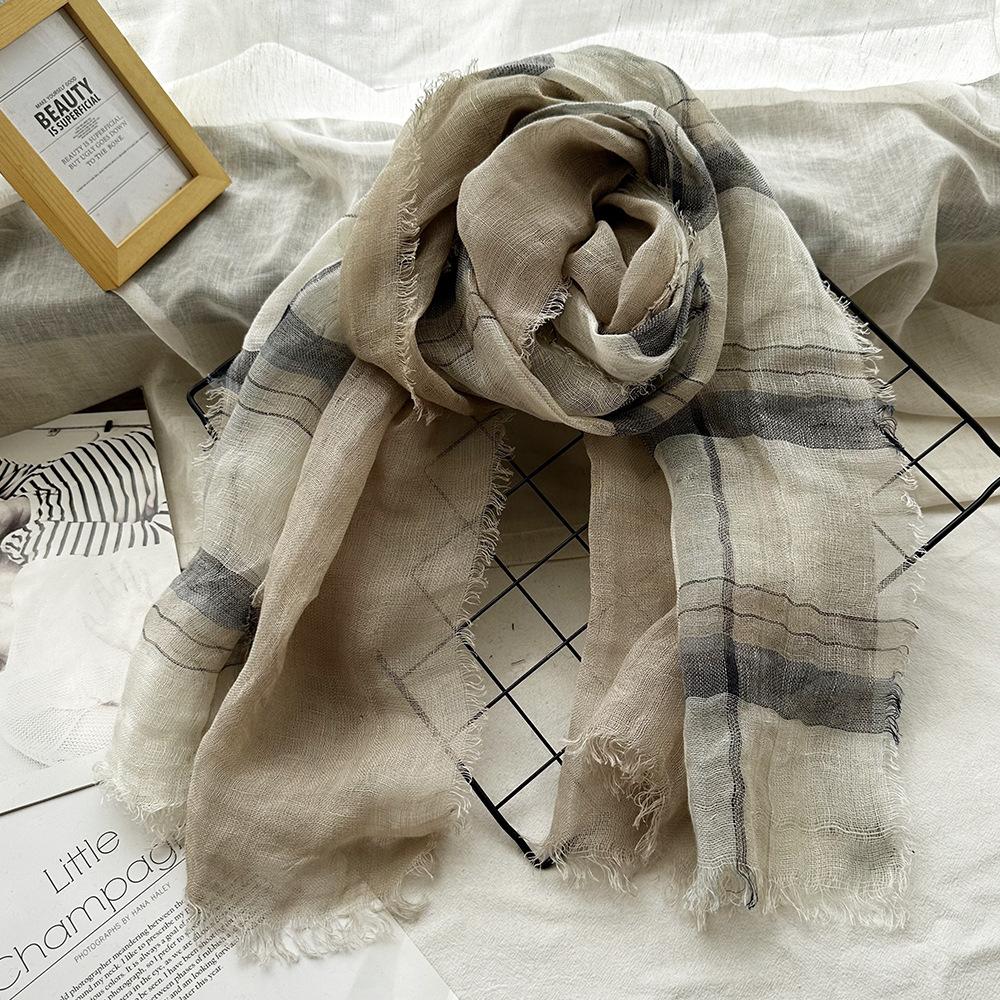 

Льняной Плед Контрастные Кисти Лен Мужские/Женские Шарфы Мягкий Тонкий Ретро Шарф Пашмина Шали Накидки Головной Платок банданы 70x200cm