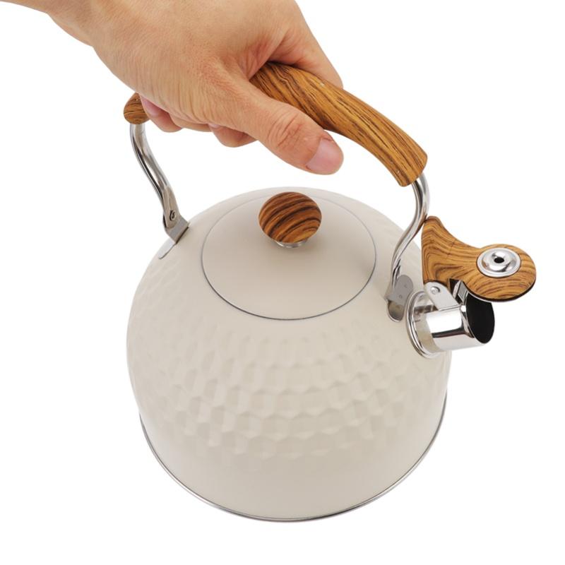 Whistling Kettle 2.5L Stainless Steel Efficient Uniform Heating Stovetop Whistling Tea Pot With Heat Insulation Handle