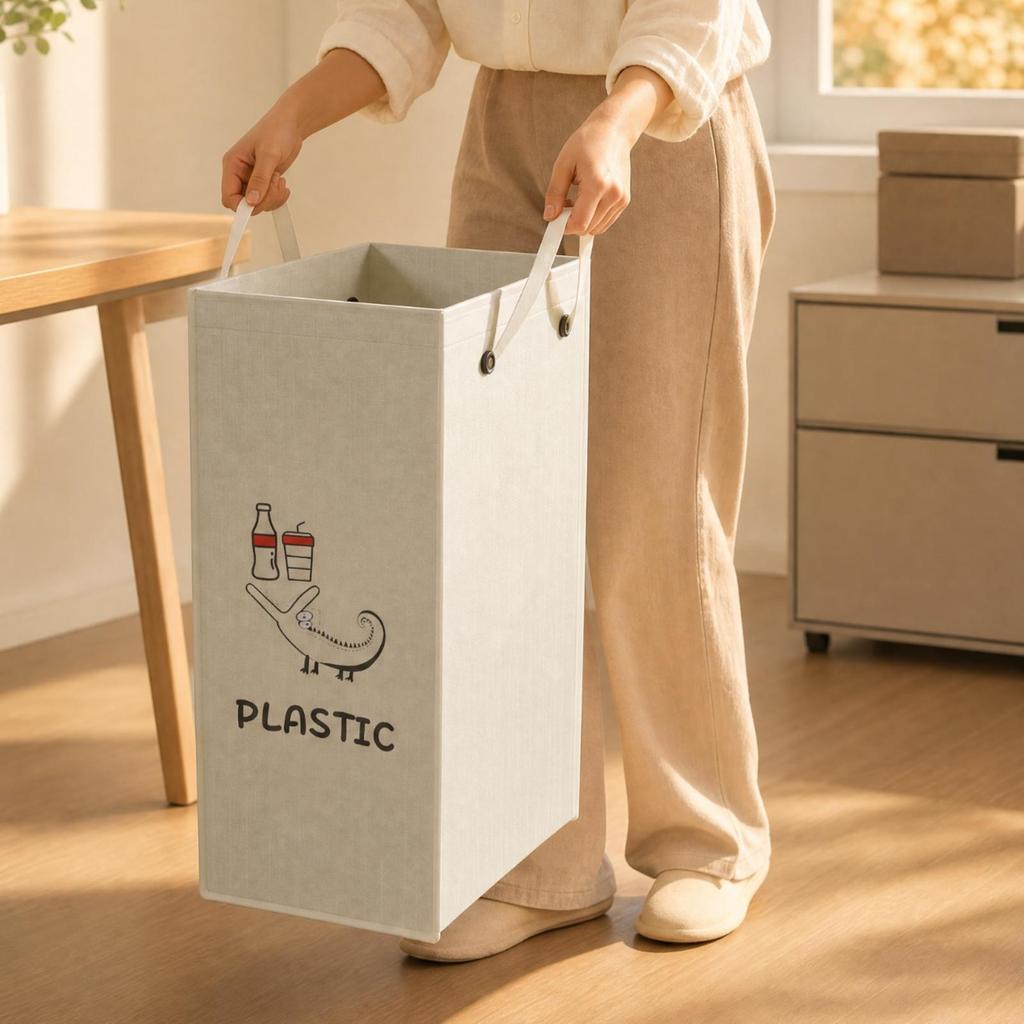 Rectangular Material Recycling Bin with Carry Handle Lightweight for Kitchen