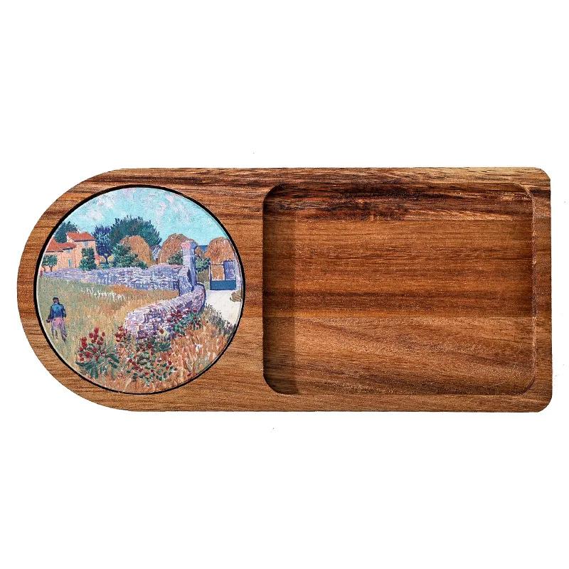 Japanese Solid Wood Tray Afternoon Tea Cake Small Meal Plate Dim Sum Snack Wood Tableware Household Bread Dessert