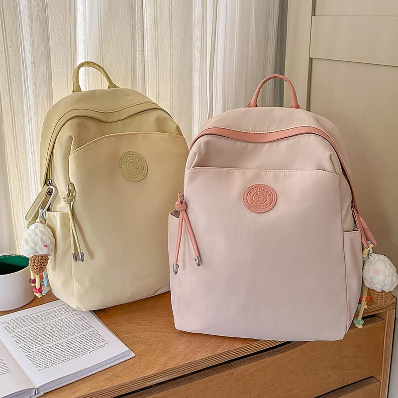 Large Capacity Lightweight Women's Backpack Student Solid Color Schoolbag