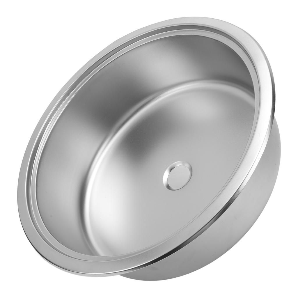 RV Round Sink 304 Stainless Steel 14.17x5.12in Kitchen Bar Basin Sink with 40mm Drain Outlet for Boat Yacht Caravan