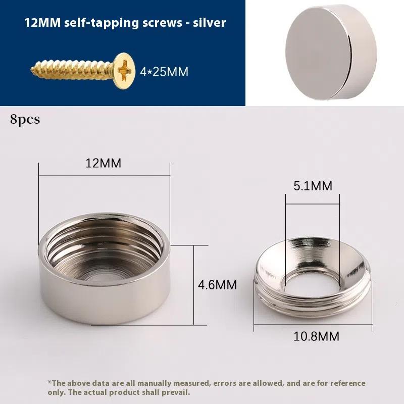 8Pcs Brass Decorative Nail Mirror Advertising Board Cap Cover Self-Tapping Screw 9/12/13/15Mm