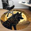 1pc Moon Wolf Office Round Area Rug, Under Office Chairs Bedroom Living Room Home Decor, Room Deco