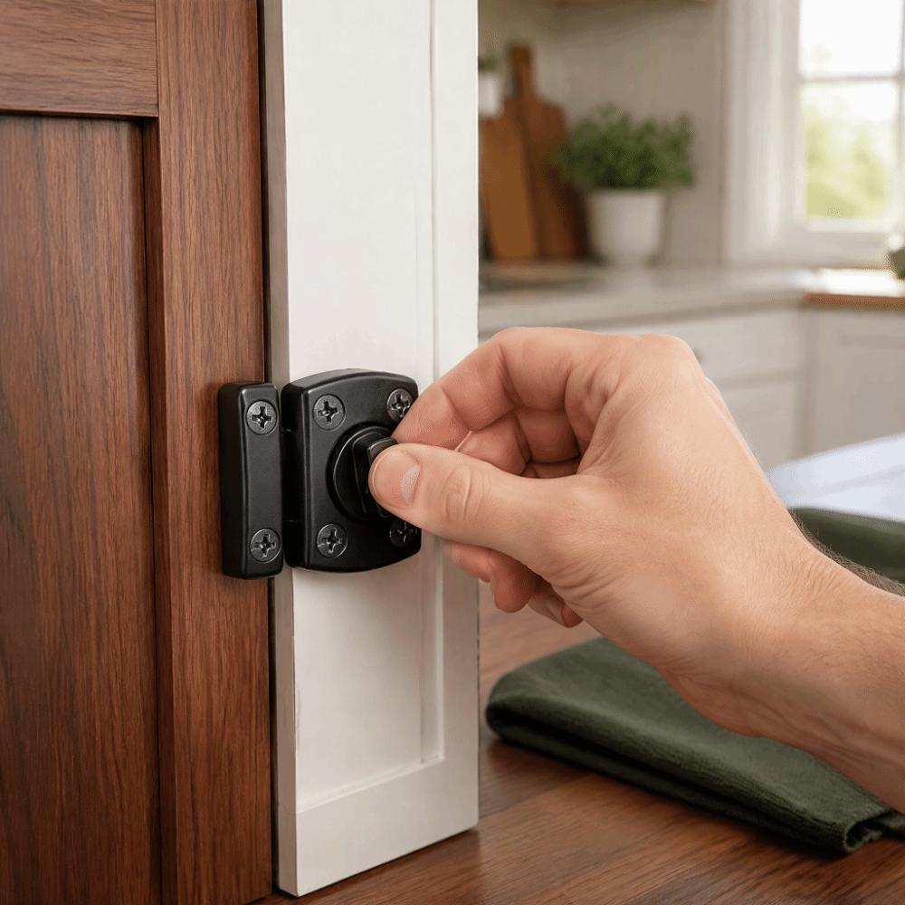 2set Zinc Alloy Rotate Bolt Latch Black Cabinet Bolt Latch Household Safety Door Latch Door