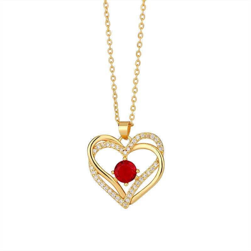 Ewige Herz Halskette mit Zwölf Geburtsstein Anhänger - Damen Schlüsselbeinkette Weihnachtsgeschenk