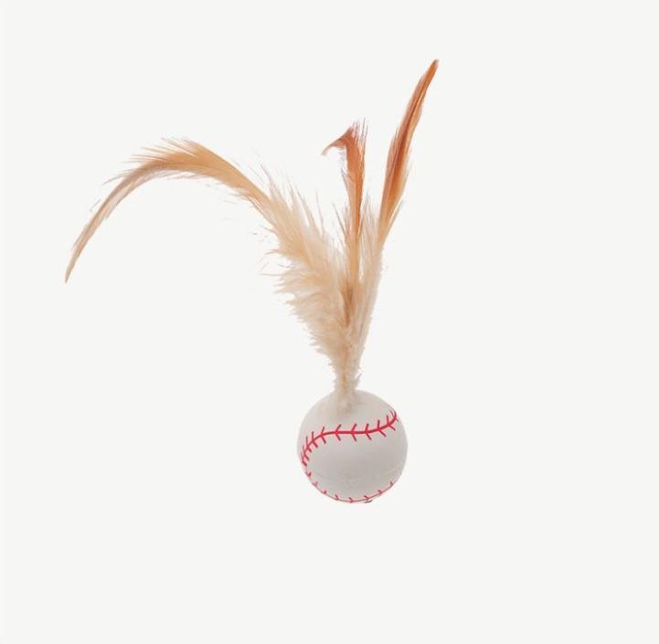 

Interactive Plush Bouncy Ball with Feathers for Cats Elastic Ball with Feathers