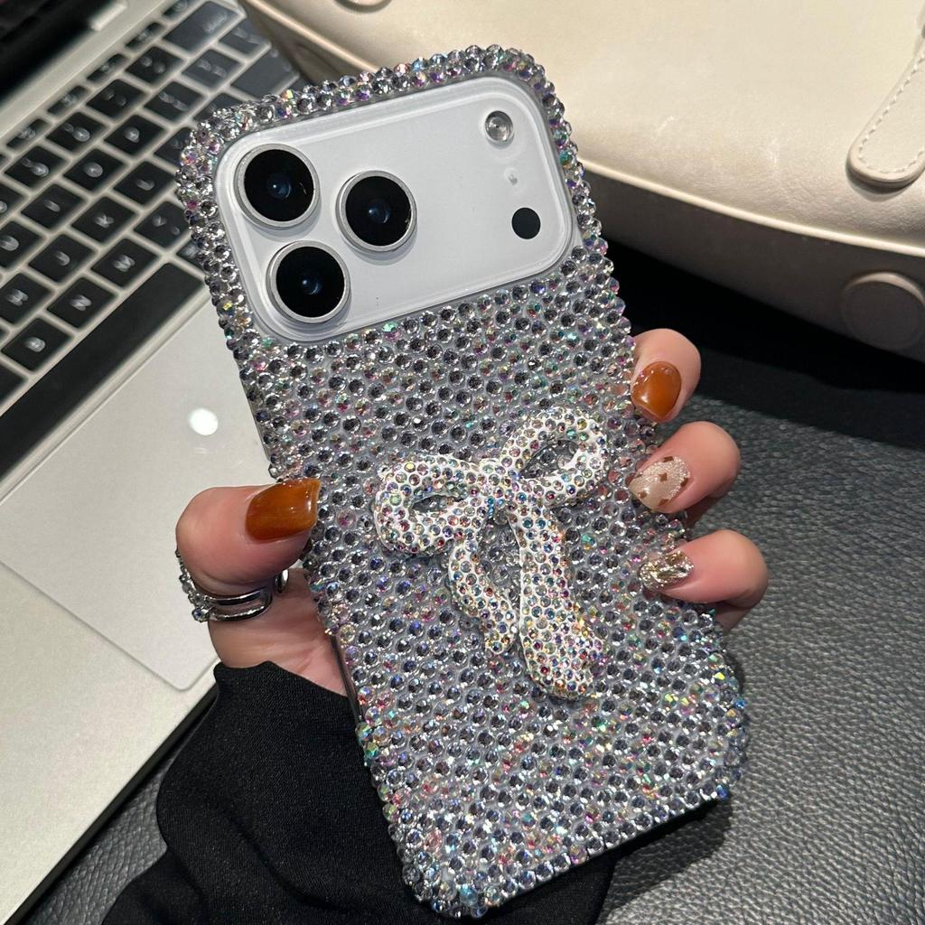 Luxury Diamond Bowknot iPhone Case with Lanyard for iPhone 11/12/13/16/17 Promax