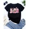 Women's Oversized T-shirt Tee Korean Fashion Coffee Cup Print Graphic Female Clothes Valentine's Day Tops Lover T Shirts