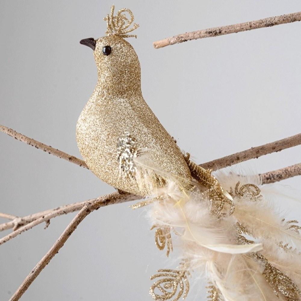 Glitzernde Weihnachts-Pfau-Ornamente Realistische Simulation Vogel Künstliche Pfauenfedern Handgefertigte Feder-Vögel Dekoration Weihnachtszeit