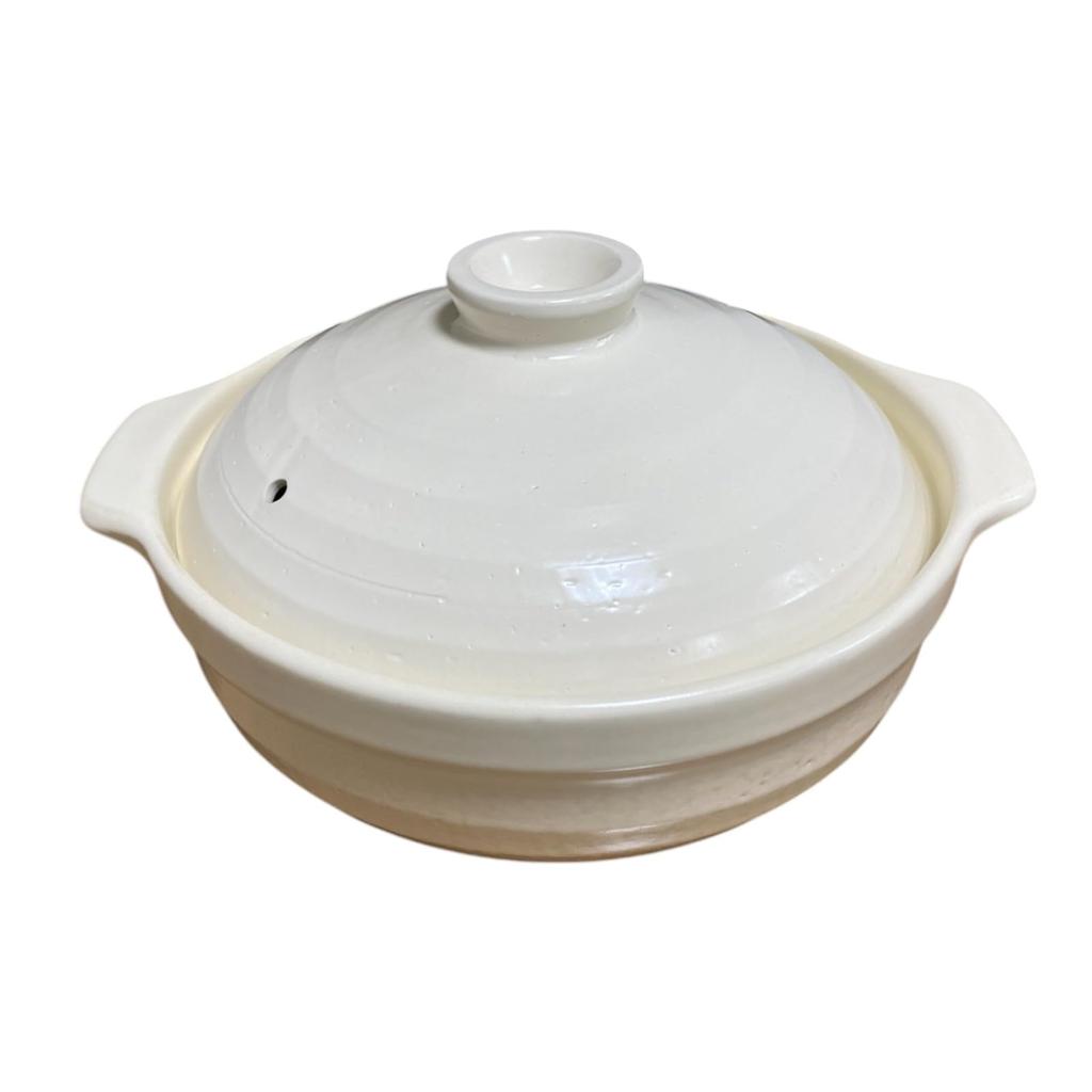 J-kitchens Kasho No. 6 Earthenware Pot, 18cm, for Direct Stovetop Use, for One or Two People, Dishwasher and Microwave Safe, White, by Hakufukuju