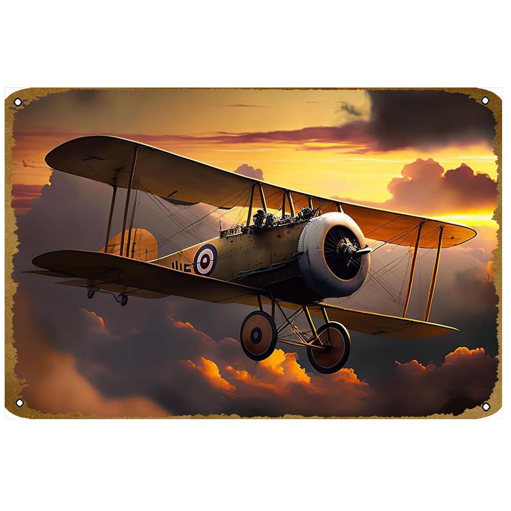 Military Metal Tin Signs Fight Plane Wall Art Poster Plaque Vintage Iron Painting Decoration for Home Cafe Washing Room Club