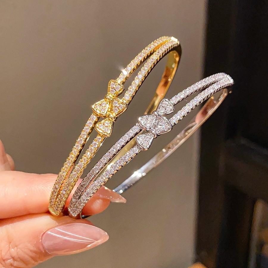 Fashion Butterfly Charm Bracelet With Zirconia And Gold Plating For Womens Elegant Jewelry