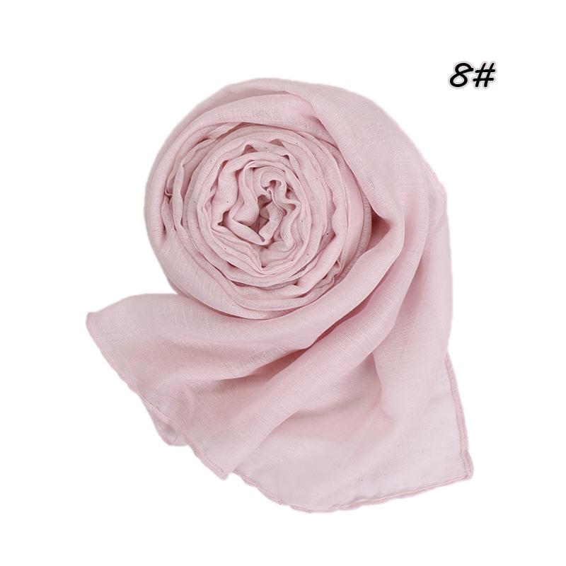 Shimmer Glitter Cotton Viscose Hijab Scarves For Women Muslim Long Shawls Headscarf Wraps Solid Headbands Stole Bufandas Turbans