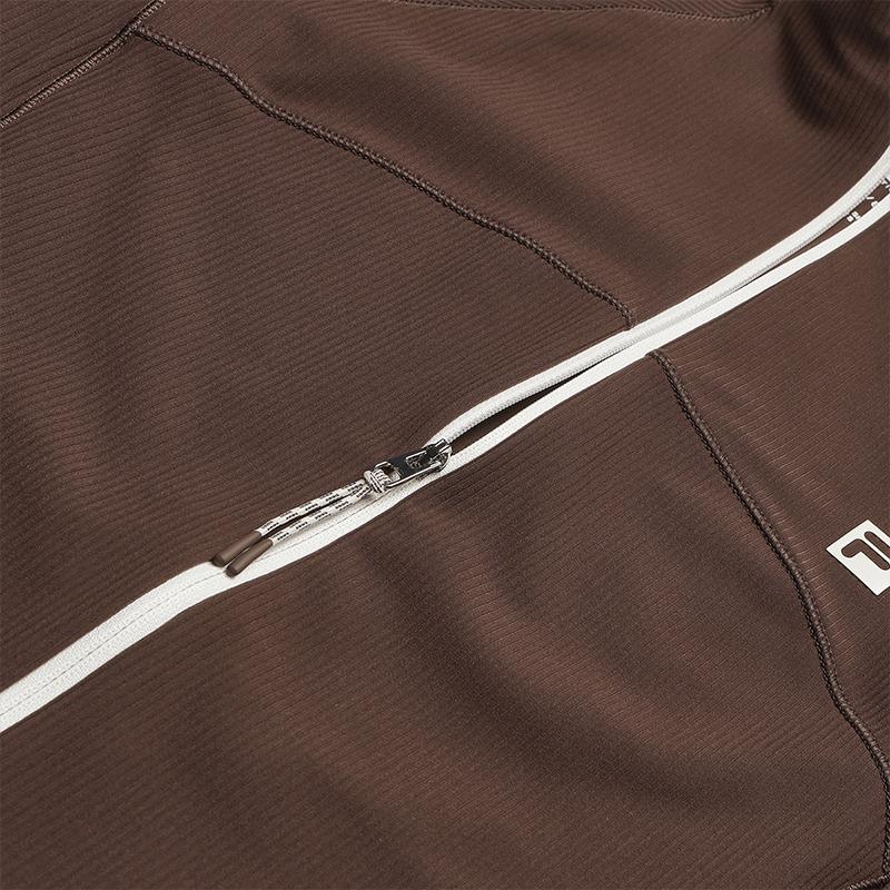 Fila Fitness Series Casual Retro Solid Color Slim Fit Stand Collar Zip Knit Top Women Tops A11W541502FBN