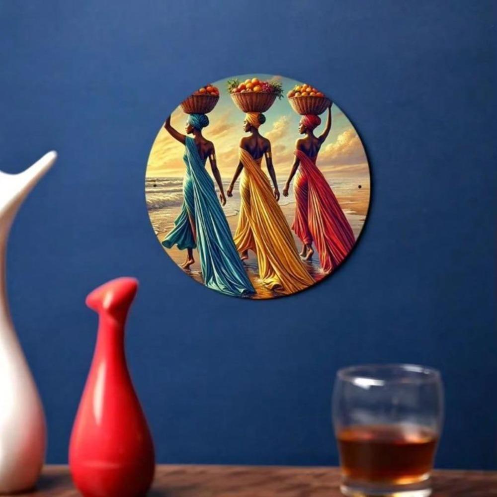 Vivace Cesto di Frutta con Donne Africane Wall Art Decorazione per la Casa Retrò