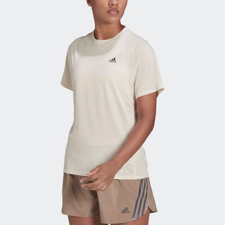 Adidas Running Logo Crew Neck Short Sleeve T-Shirt Women T-Shirts White HB9355