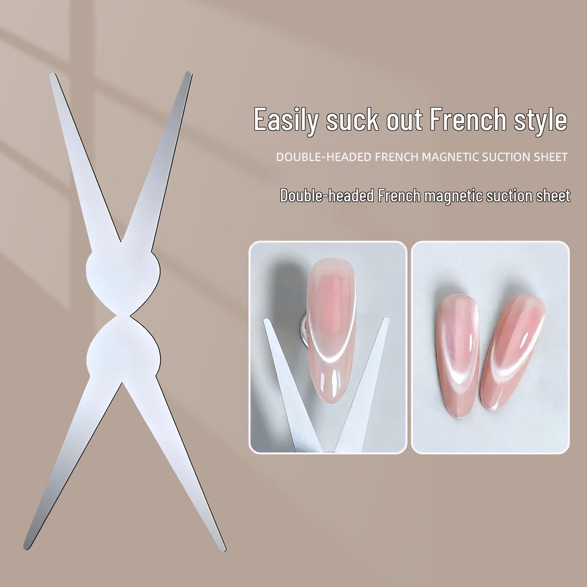 V-Shaped Double-Ended Metal Plate & Cylindrical Magnet for Cat Eye Nail Art