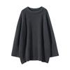 Lazy Wind Round Neck Loose Large Size Sweater Women's Autumn and Winter New Casual Hem Split Knitted Sweater Women