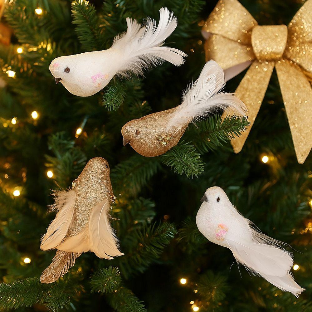 White Doves Christmas Tree Pendants Glitter Artificial Foam Birds  Wedding Decoration