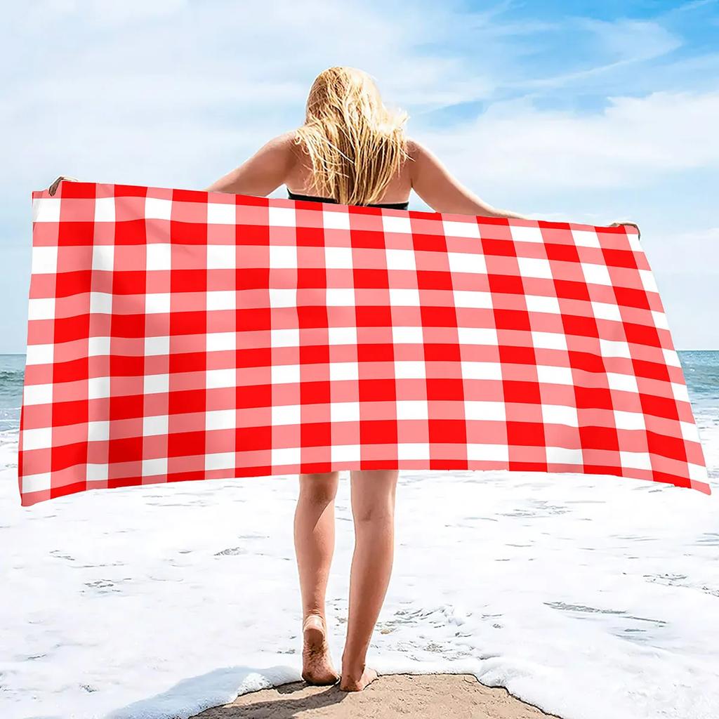 Checkerboard Print Beach Towel - Soft Absorbent Towel for Modern Style, Unique Design for Everyday Use and Comfort