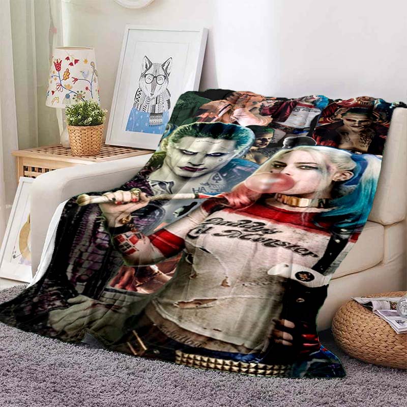 This 3DThe new Suicide Squad printed blanket is a warm and comfortable flannel blanket suitable for bedrooms, sofas, beds, chai