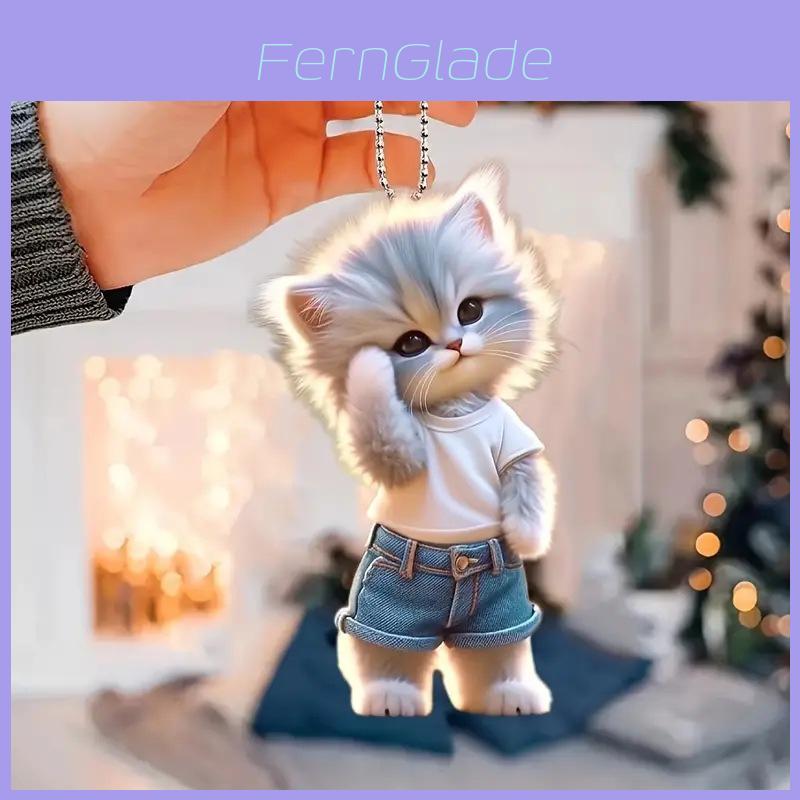 Adorable Acrylic Cat Car Hanging Decoration For Home And Backpack Accessories