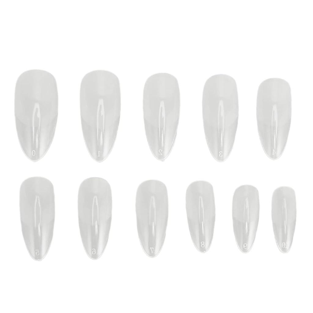 2 Box Nail Tips, Ultra Thin False Nails Long Clear Fake Nails Half Frosted Coffin Nail Tips with Clear Box for Nail Salons (Almond)