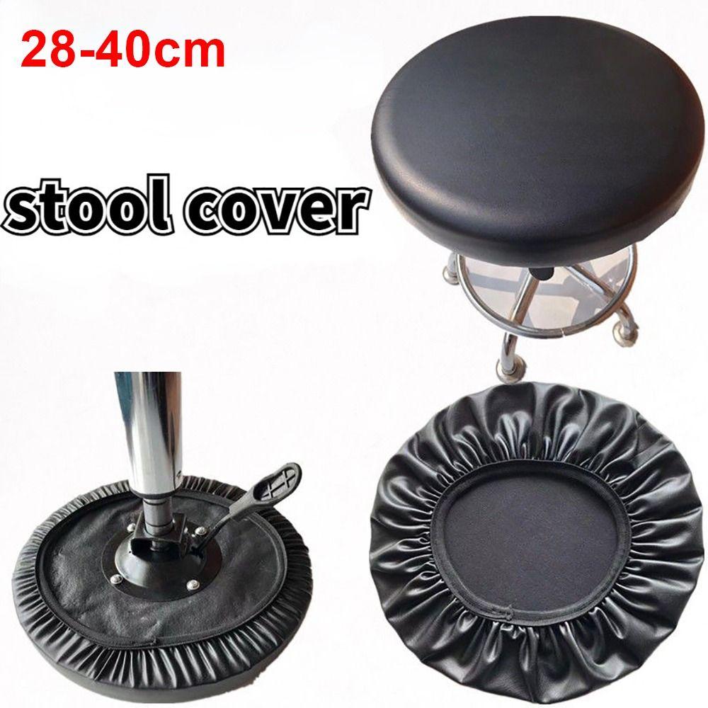 1Pcs PU Leather Chair Seat Cover Waterproof with Elastic Bands Round Chair Cover All Inclusive Slipcover