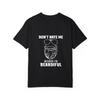 Crew Neck T Shirt White Don T Hate Me Because I M Beardiful with Beard and Sunglasses Graphic for Casual Wear