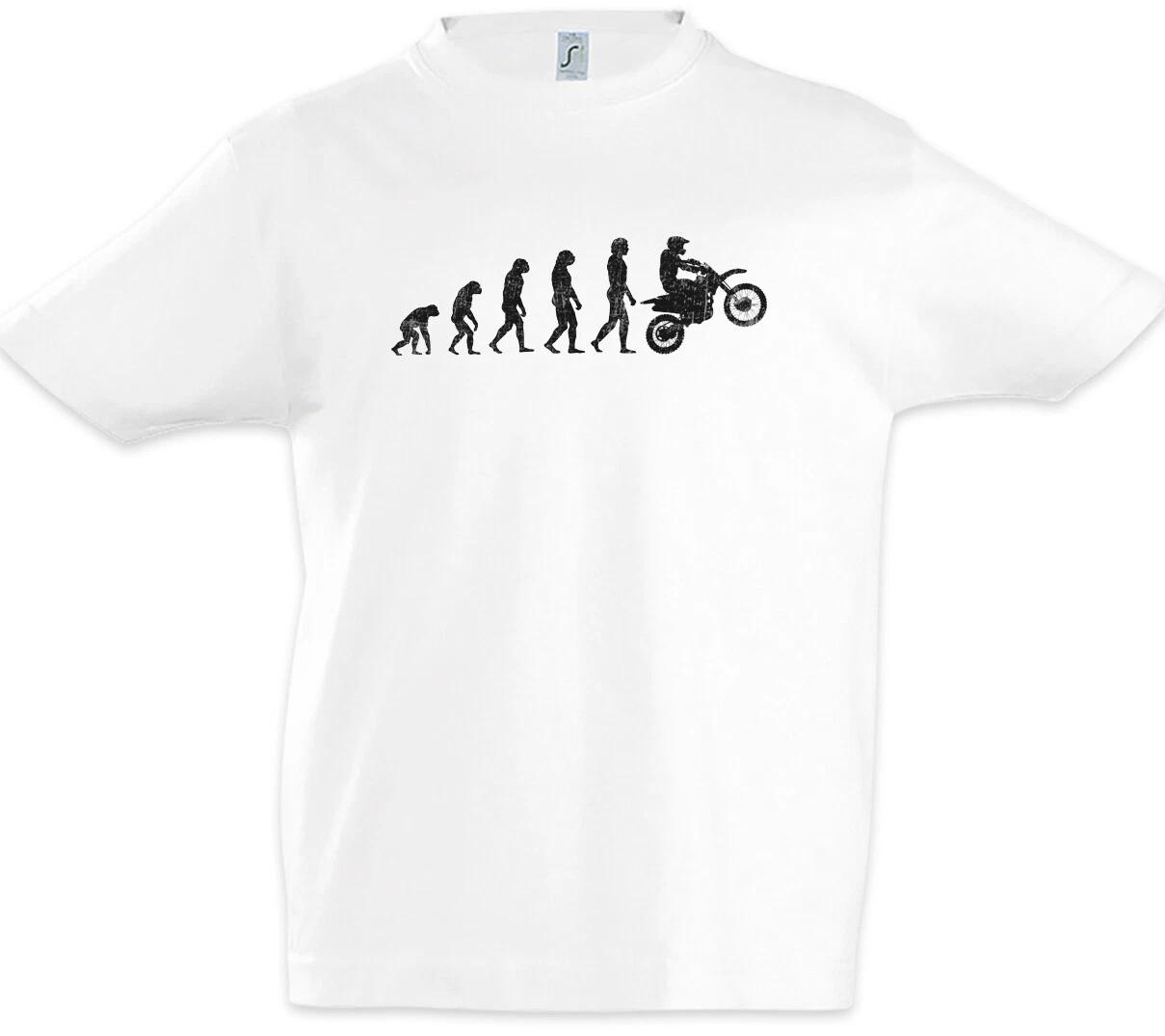 Motocross Evolution Boys kids boys T-Shirt Human Fun Driver Motorcycle Biker Club Rider 150