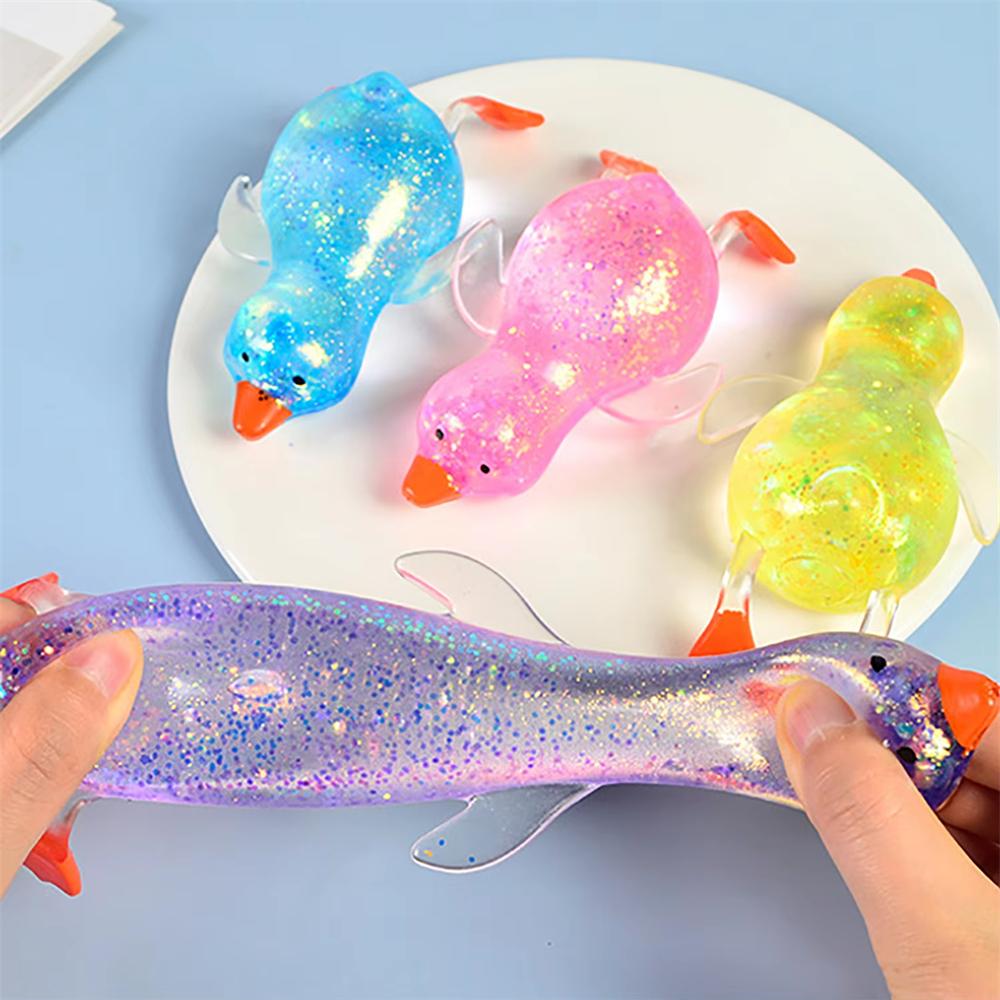 Maltose Colorful Aurora Duck Squeeze Toy Soft Cute Animal Stress Relief Decompression Stretch Toy For Adults And Children Gift