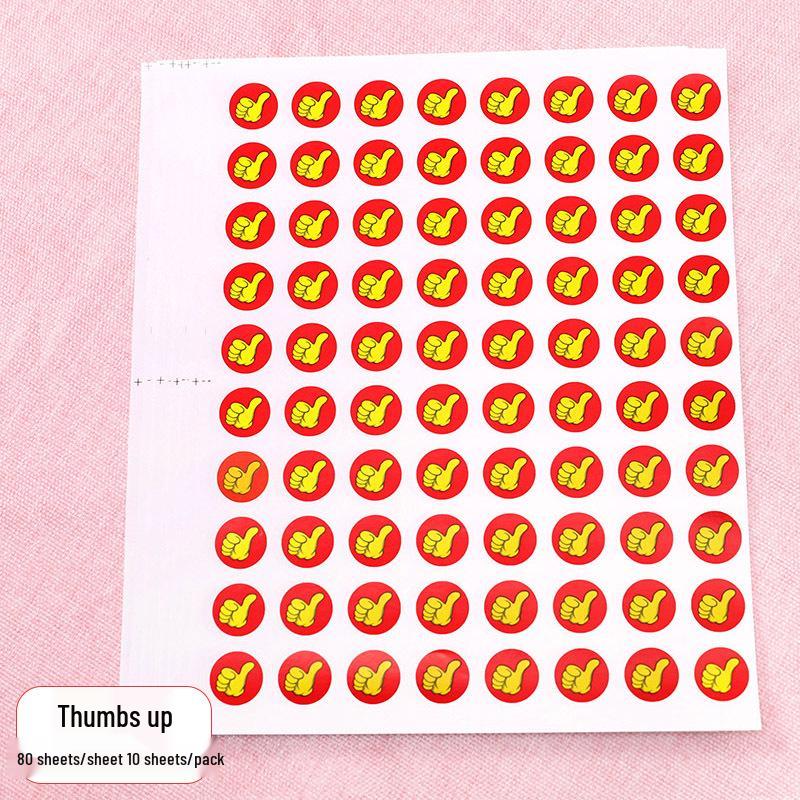 Little Red Flower Reward Stickers: Cute Thumbs Up and Smiley Face Praise Stickers for Elementary and Kindergarten Students
