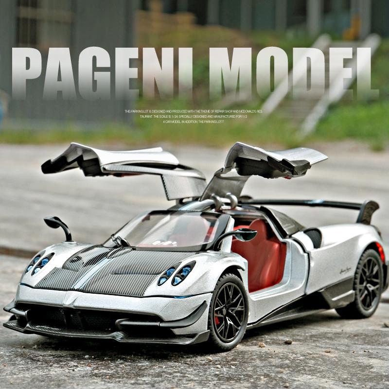 1/24 Pagani Huayra BC Supercar Alloy Die Cast Toy Car Model Sound and Light Pull Back Children's Toy Collectibles Birthday Gift