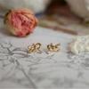 S925 Sterling Silver Plated 18K Gold Twisted Bow Zircon Earrings Mini Exquisite Cute Romantic Earrings for Women
