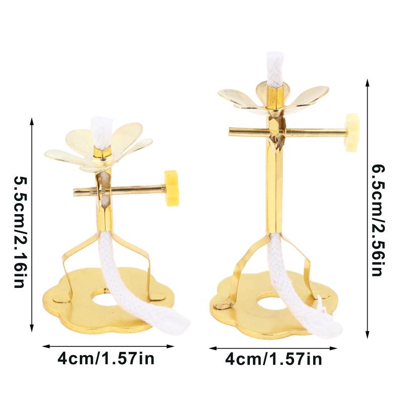 Golden Candle Holder Oil Lamp Wick Holder Butter Wick Lamp Holder With Stand Telescopic Wick Holder Desktop Decor