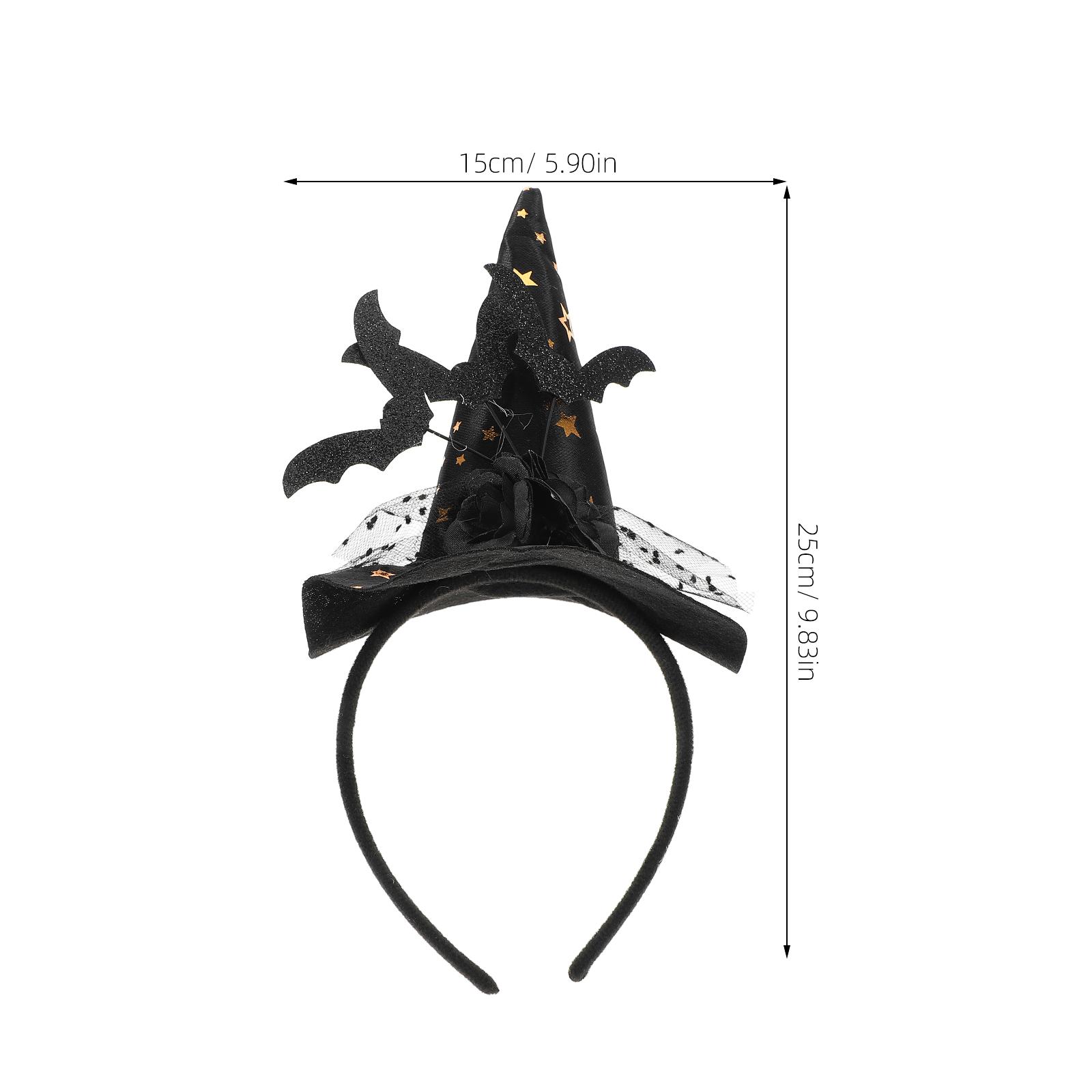 

1pcs Halloween Witch Hat Headband For Women Lace Decor Party Costume Accessory Masquerade Festival Hairband Halloween Party чёрный