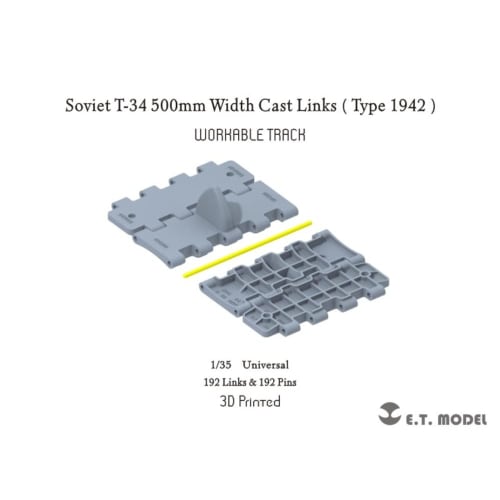 ET Model 1/35 WWII Russian/Soviet T-34 Medium Tank, 1942 Model, 500mm Wide, Plastic Model Kit Parts, P35-017, Pre-painted