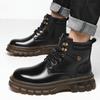 British Retro Leather Platform Boots for Men Fashion Casual Luxury Work Shoes Male Autumn Winter New Designer Ankle Boots Men