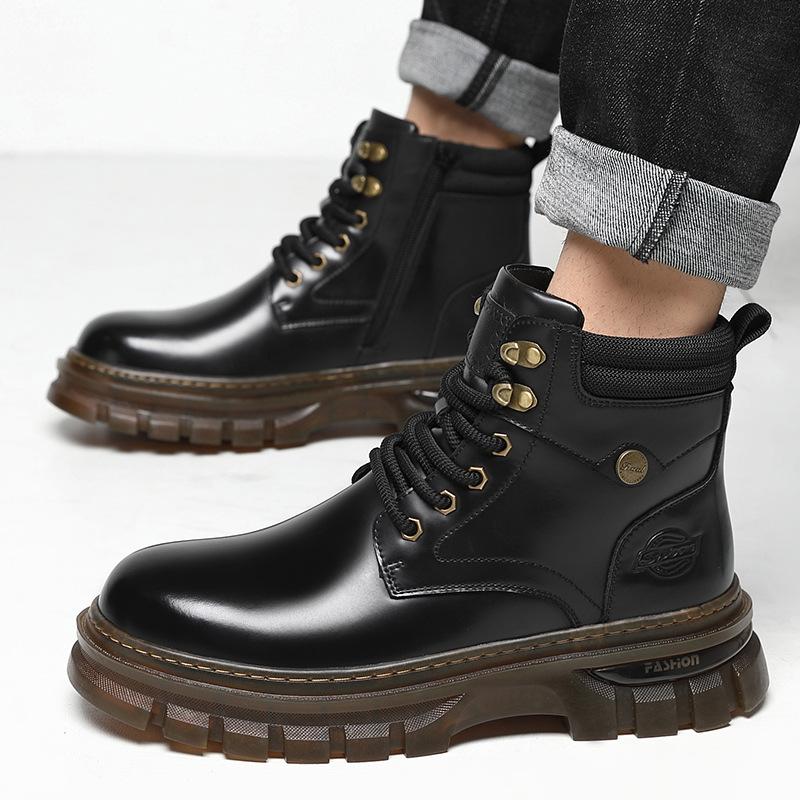 British Retro Leather Platform Boots for Men Fashion Casual Luxury Work Shoes Male Autumn Winter New Designer Ankle Boots Men