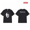 Tričko s krátkým rukávem a potiskem loga Supreme, výstřih do U, Černá S214