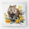 Fundas de Cojín de Animales Wombat Australiano Flores Doradas Nativas Decoración Funda de Almohada Decorativa para Sofá
