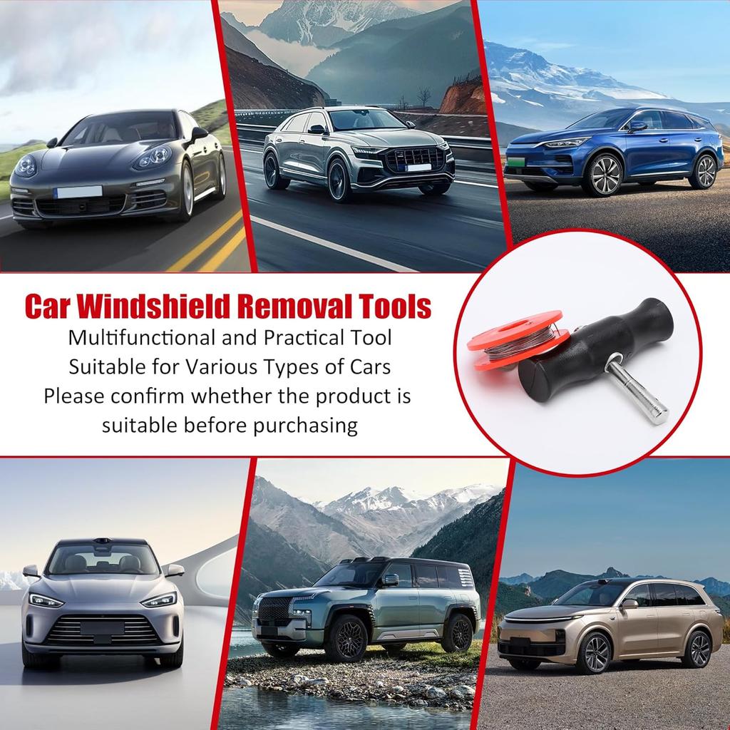 Acouto Windshield Removal Tool - Windshield Wire Cut Out Tool Car Windshield Removal Hand Tool Kit Window Glass Cutting Wire With Handles