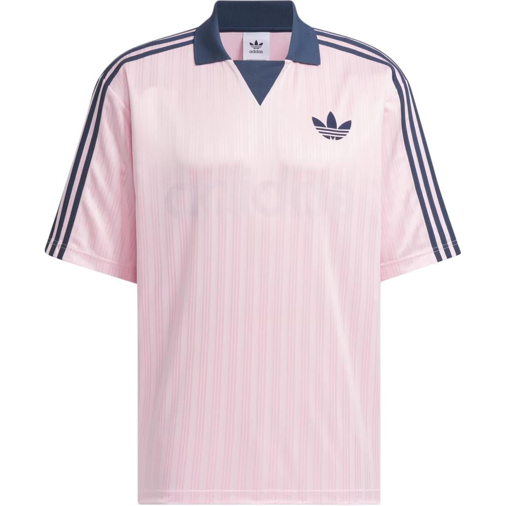 Adidas Originals Logo Color Block Striped Loose Fit Short Sleeve T-Shirt Men Tops Pink JX8982