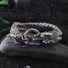 Chinese Dragon Head Charm Bracelets for Men Gold Color 316 Stainless Steel Jewelry High Polished  Curb Chain Bracelet