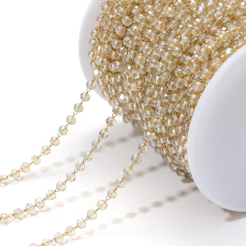1 Meter Colorful 3mm Beads Beaded Chain Glass Crystal Beads Necklace Chain Accessories for Jewelry Making Components Crafts DIY
