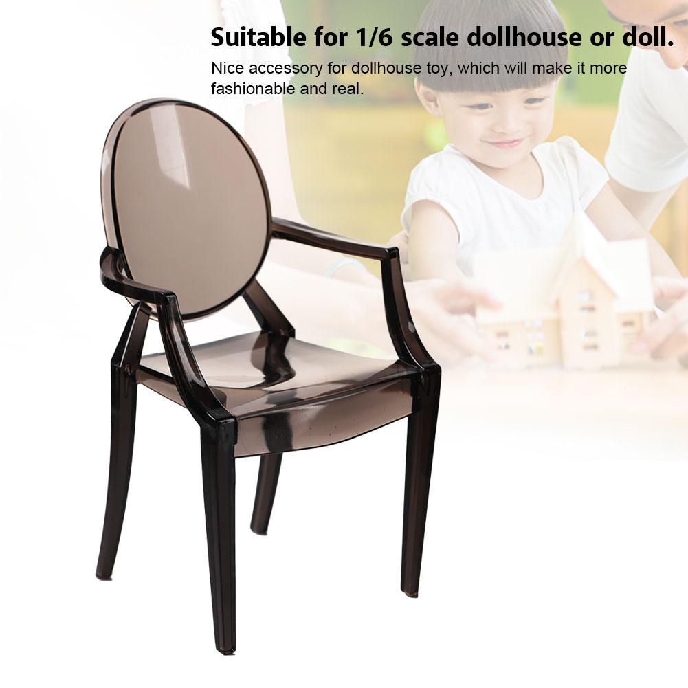 Miniature Armchair Plastic Chair Model Furniture for 1/6 Doll House Accessories (Grey)