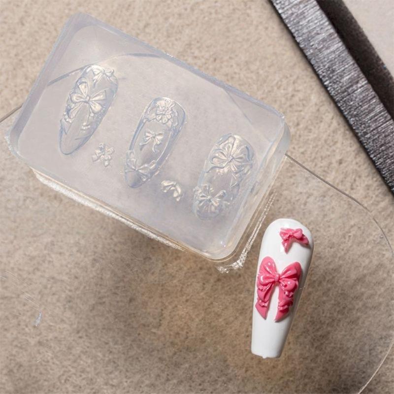 Cartoon Bowknot Silicone Carving Nail Mold Nail Art Template Nail Art Decorations Diy Relief Manicure Mold Nail Template