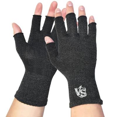 VITAL SALVEO Fingerless Compression Gloves, Functional Fingerless Gloves for Office, Outdoors, Sports, and Exercise, Unisex, CJ-5501 (Pair) (XL, Dark