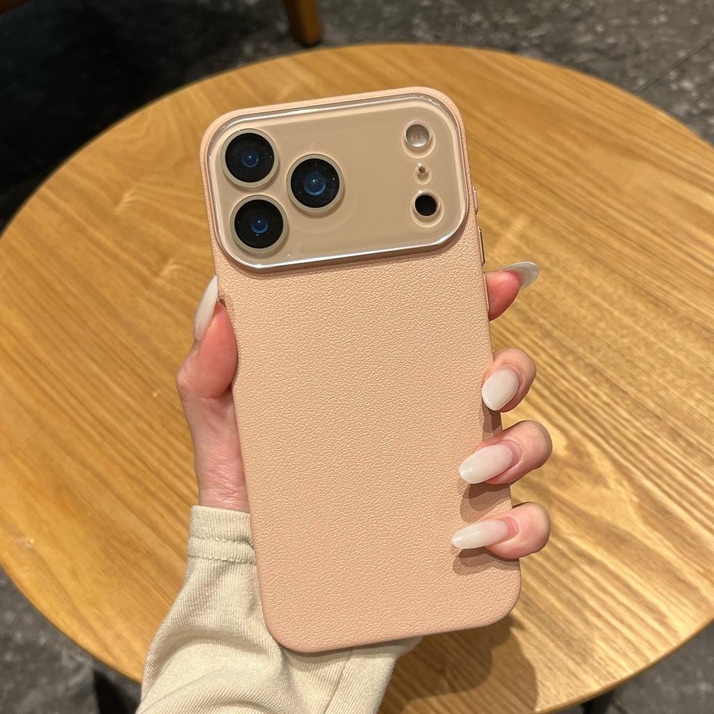 Simple lychee pattern lens is suitable for iPhone16Pro max Apple 17 mobile phone case 14/15 advanced hard case